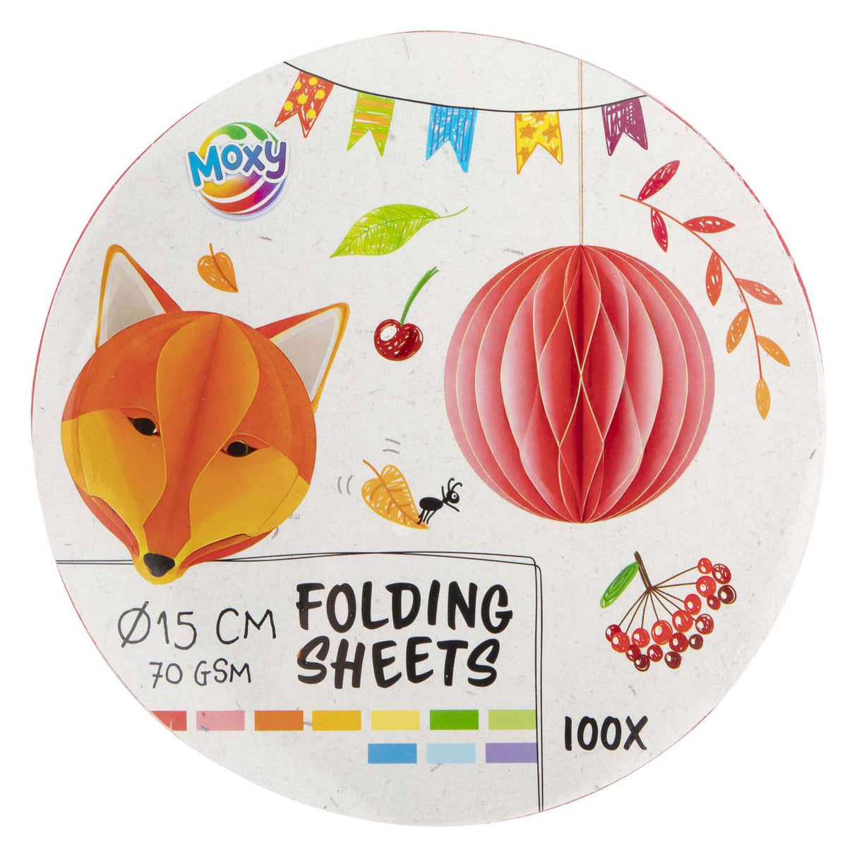 Creative craft group folding sheets round 15cm, 100 sheets 10 colors
