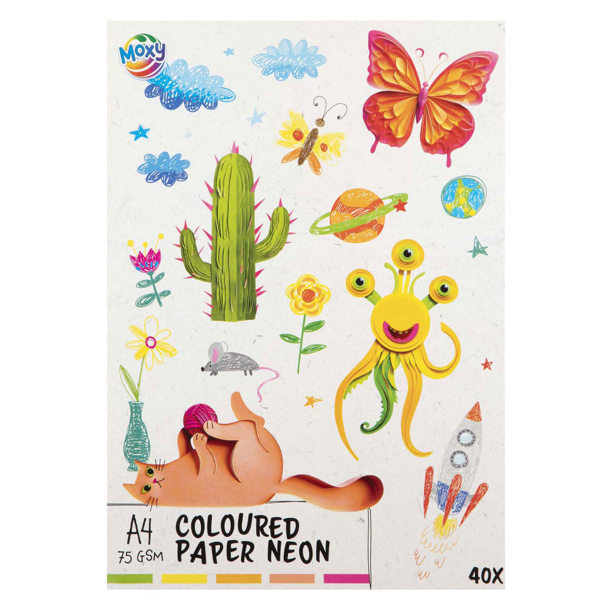 Creative Craft Group colored paper Fluor A4, 40 sheets 5 colors