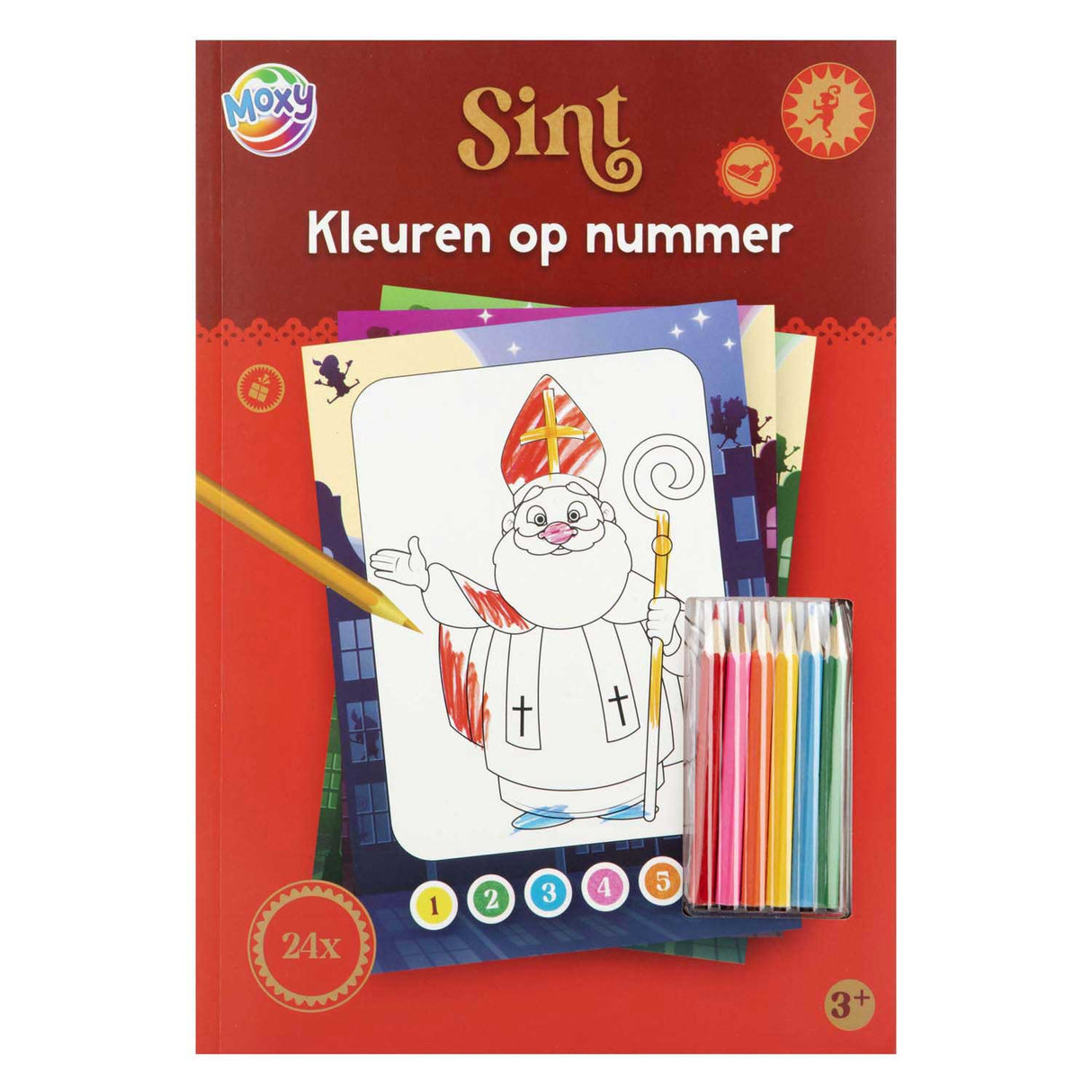 Gruppo artigianale creativo Sinterklaas colora per numero con 6 matite