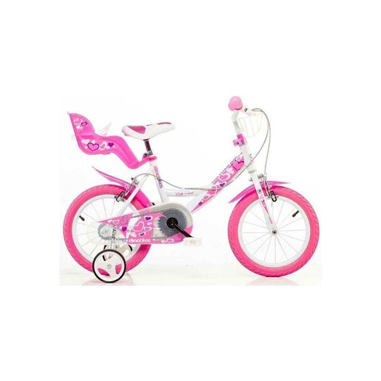 Dino petit coeur 16 pouces 31 cm filles knijprem rose blanc