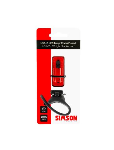 Simson USB-C LED-lampe 'lomme' rød