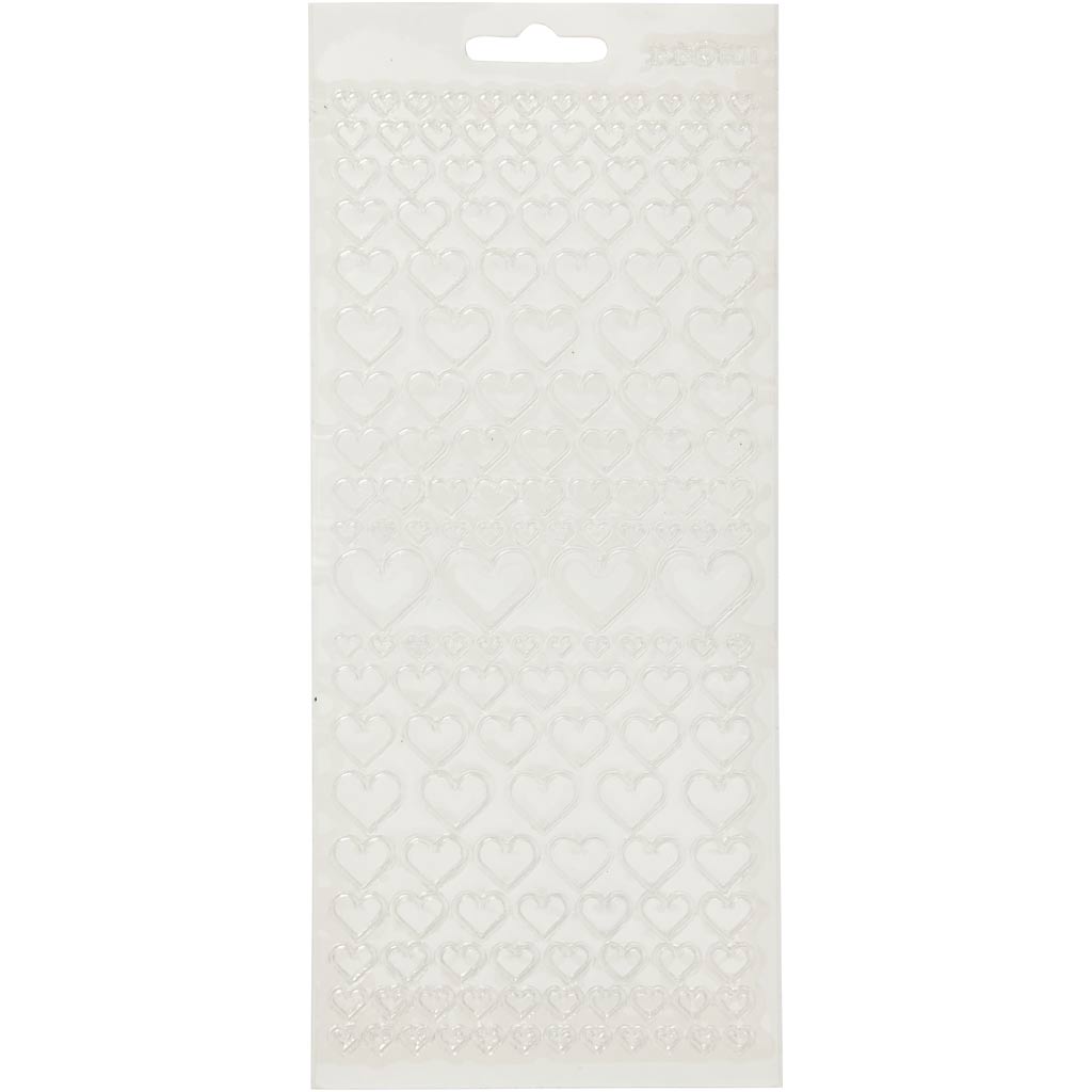 Creativ company stickers, hearts, sheet 10x23 cm, transparent, 1 sheet