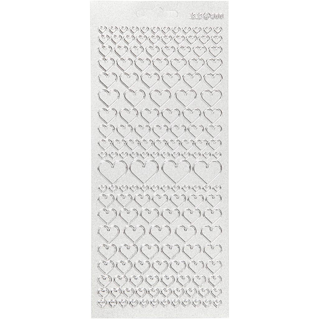 Creativ company stickers, hearts, sheet 10x23 cm, silver, 1 sheet