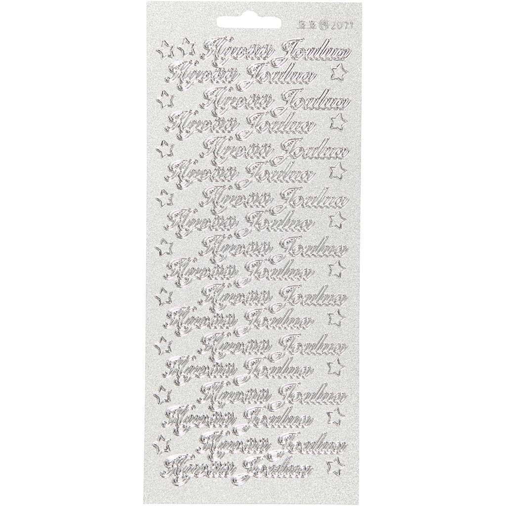 Creativ company stickers, hyvää joulua, sheet 10x23 cm, silver, 1 sheet