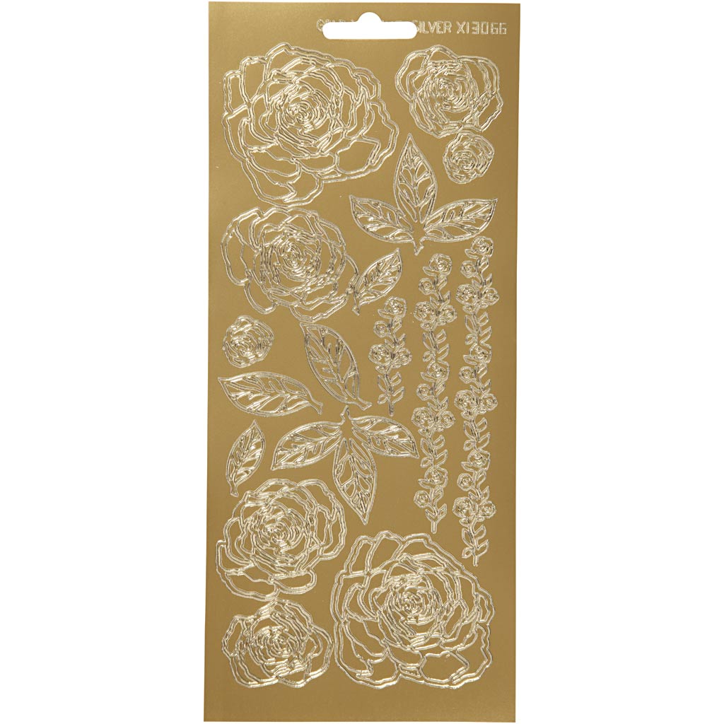 Creativ company stickers, roses, sheet 10x23 cm, gold, 1 sheet