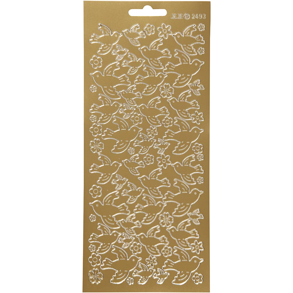 Creativ company stickers, doves, sheet 10x23 cm, gold, 1 sheet