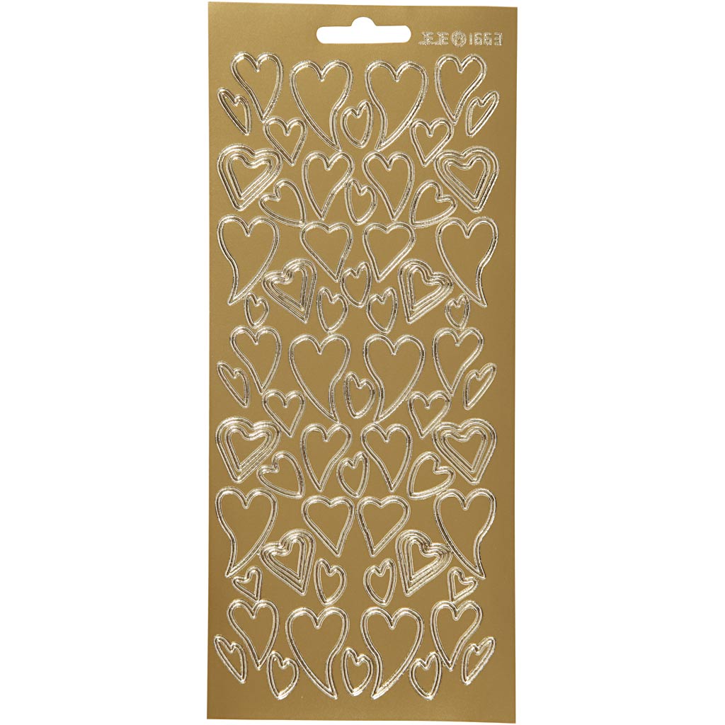 Creativ company stickers, hearts, sheet 10x23 cm, gold, 1 sheet