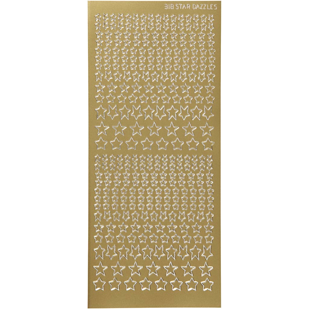 Creativ company stickers, stars, sheet 10x23 cm, gold, 1 sheet