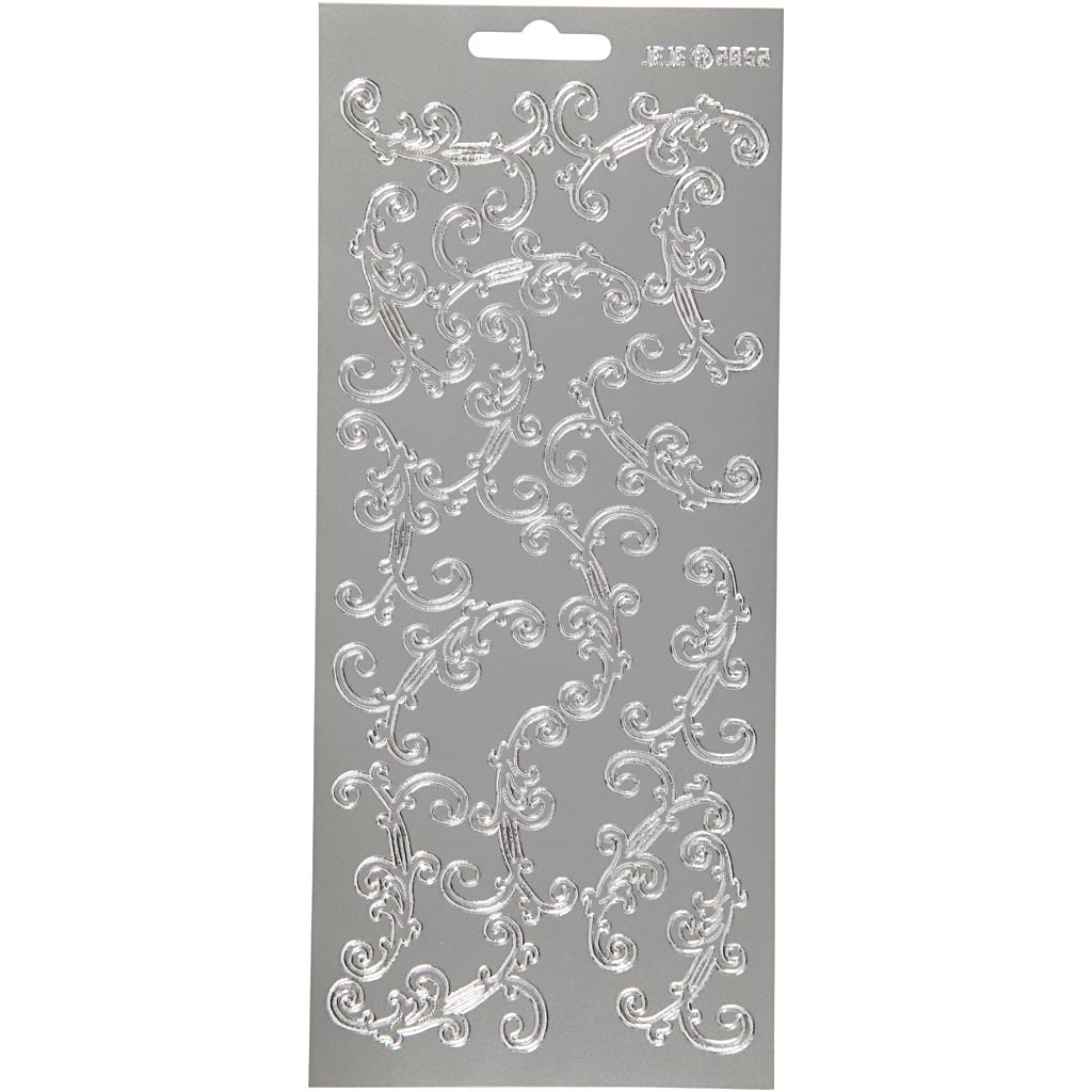 Creativ company stickers, swirl, sheet 10x23 cm, silver, 1 sheet