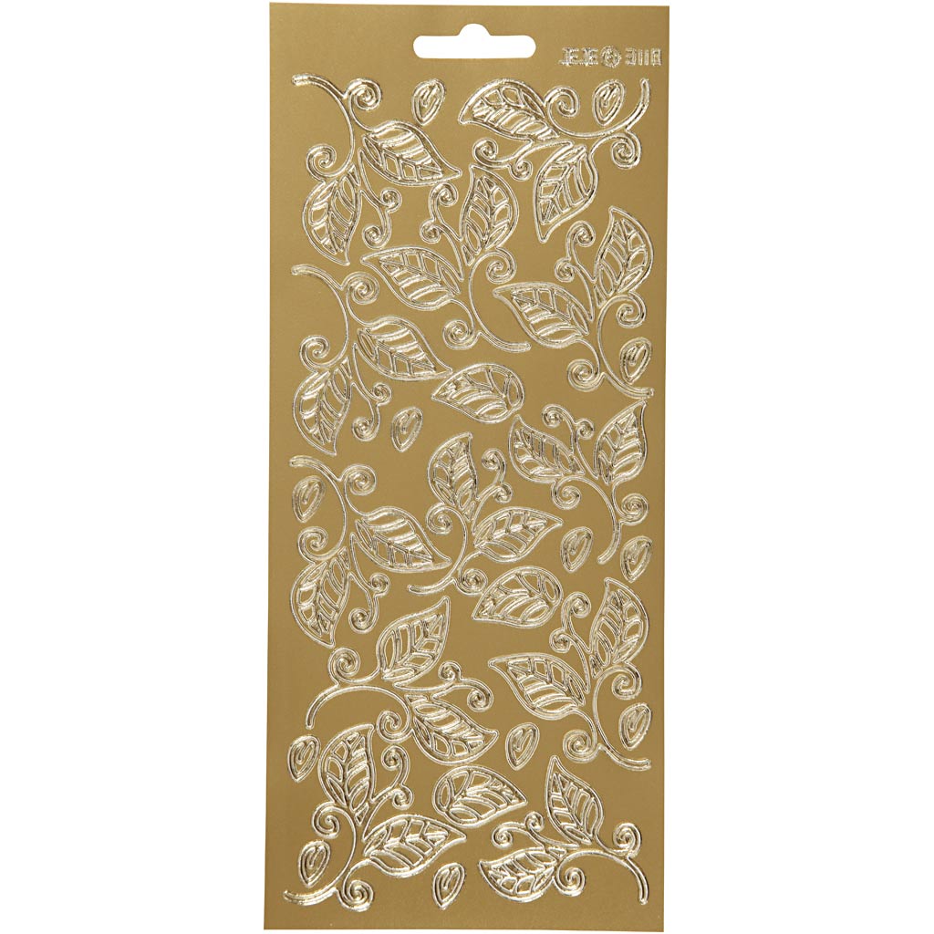 Creativ company stickers, leaves, sheet 10x23 cm, gold, 1 sheet