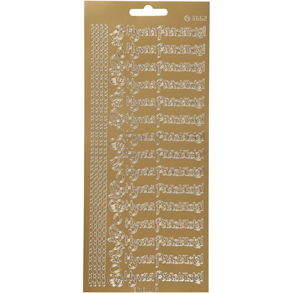 Creativ company stickers, hyvaa pääsiäistä, sheet 10x23 cm, gold, 1 sheet