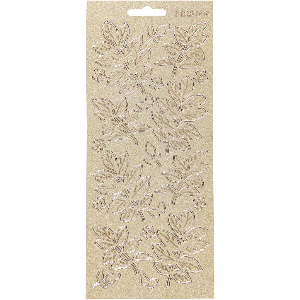 Creativ company stickers, leaves, sheet 10x23 cm, gold, 1 sheet