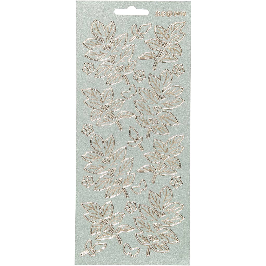 Creativ company stickers, leaves, sheet 10x23 cm, gold, 1 sheet