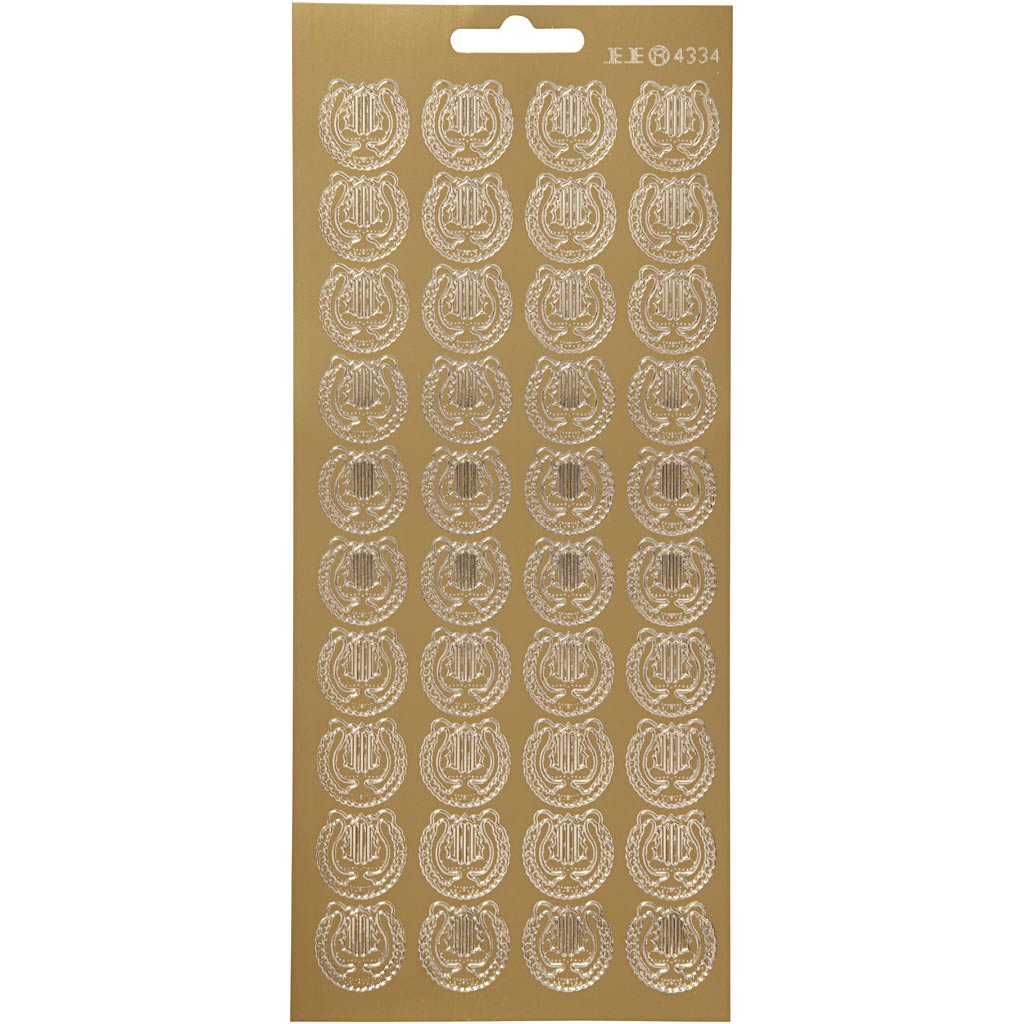 Creativ company stickers, lyre, sheet 10x23 cm, gold, 1 sheet
