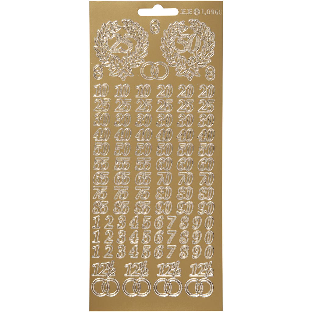 Creativ company stickers, anniversary, sheet 10x23 cm, gold, 1 sheet