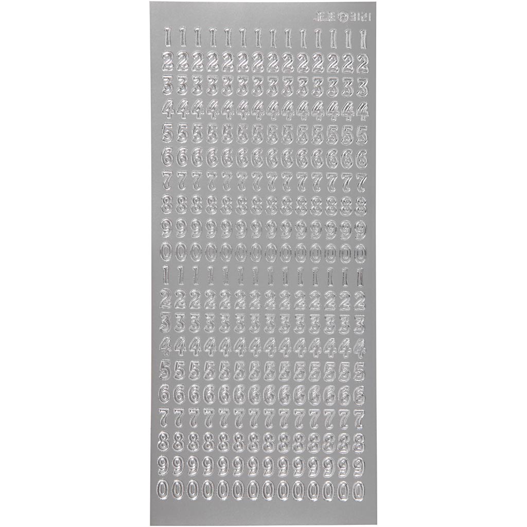 Creativ company stickers, numbers, sheet 10x23 cm, silver, 1 sheet