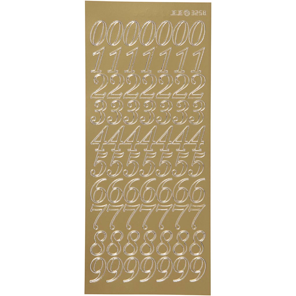 Creativ company stickers, numbers, sheet 10x23 cm, gold, 1 sheet