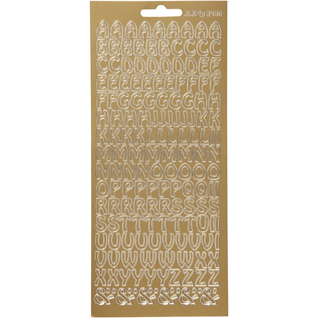 Creativ company stickers, alphabet, sheet 10x23 cm, gold, 1 sheet