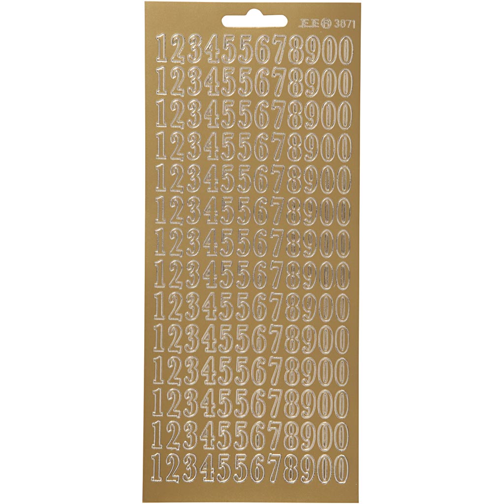 Creativ company stickers, numbers, sheet 10x23 cm, gold, 1 sheet