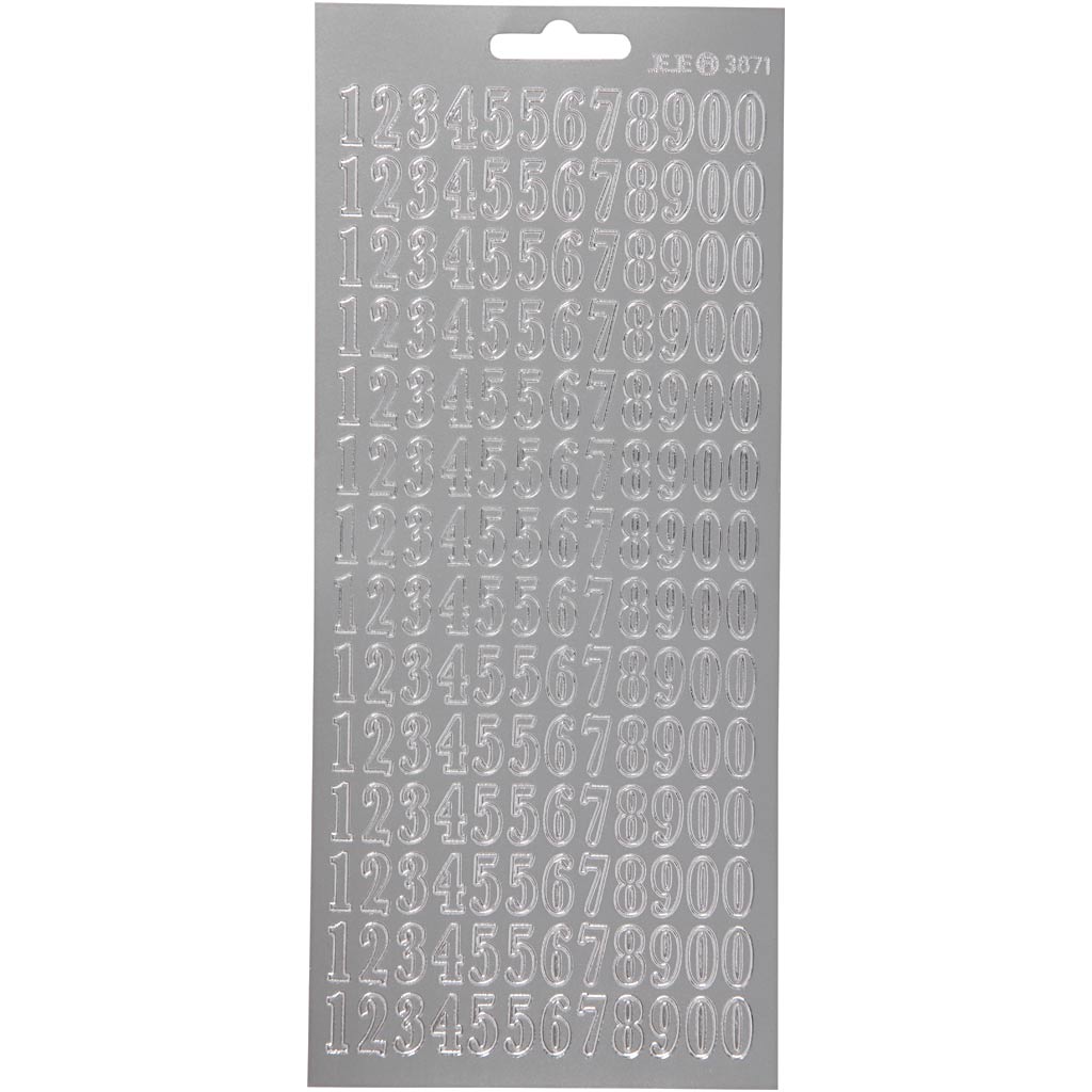 Creativ company stickers, numbers, sheet 10x23 cm, silver, 1 sheet