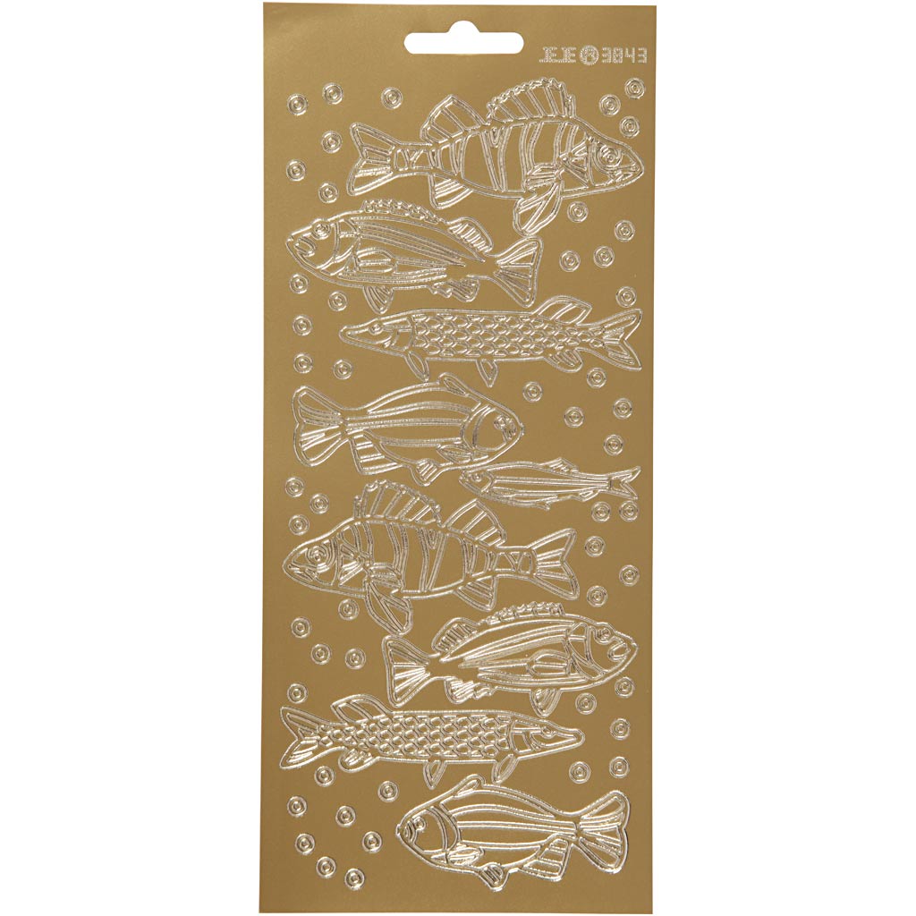 Creativ company stickers, fish, sheet 10x23 cm, gold, 1 sheet