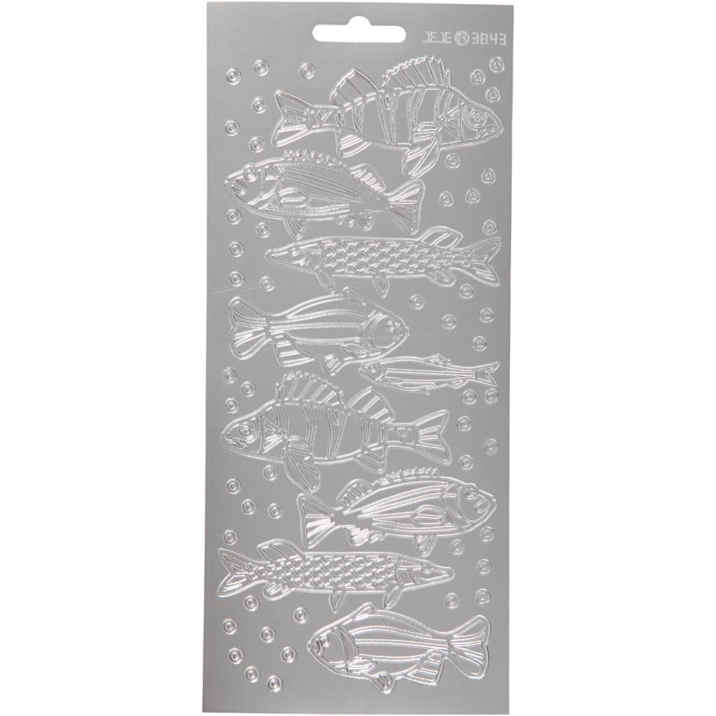 Creativ company stickers, fish, sheet 10x23 cm, silver, 1 sheet