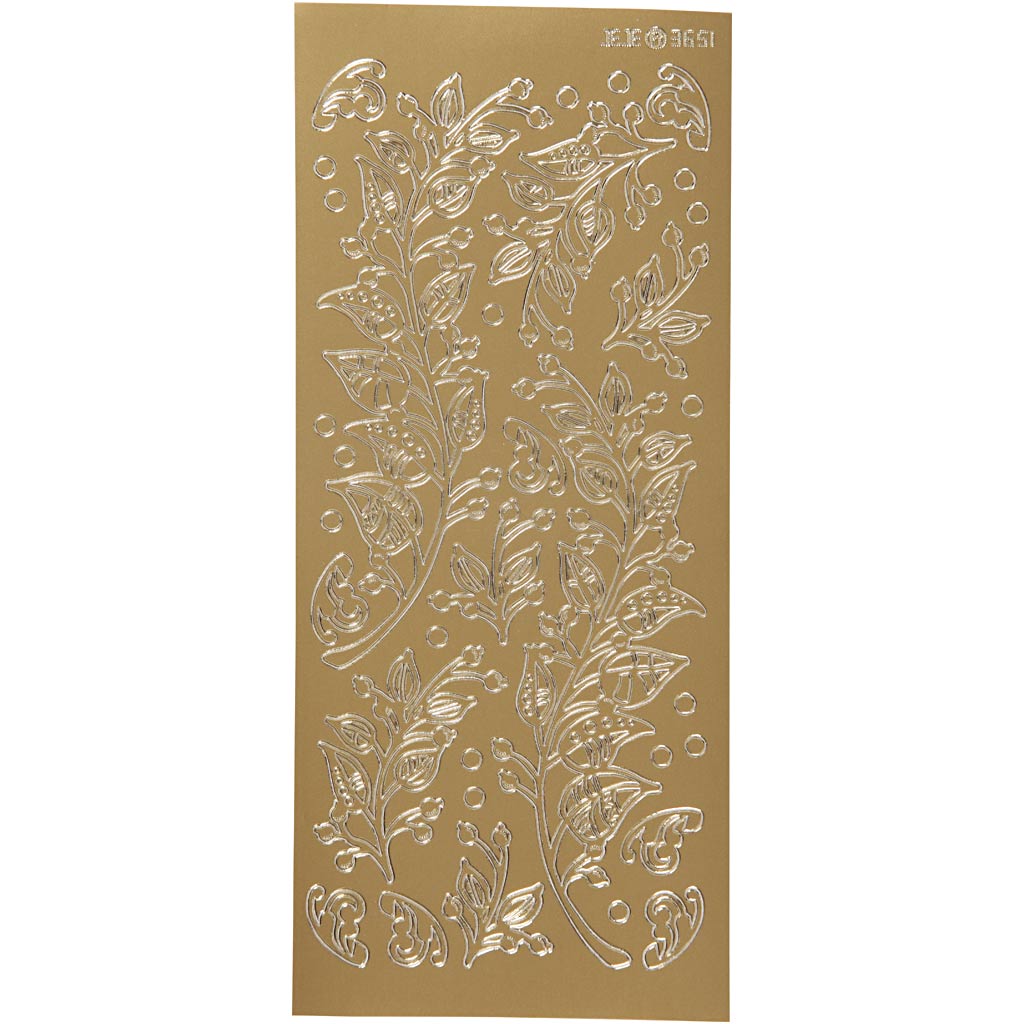 Creativ company stickers, leaves, sheet 10x23 cm, gold, 1 sheet