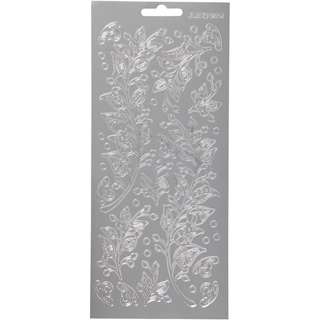 Creativ company stickers, leaves, sheet 10x23 cm, silver, 1 sheet