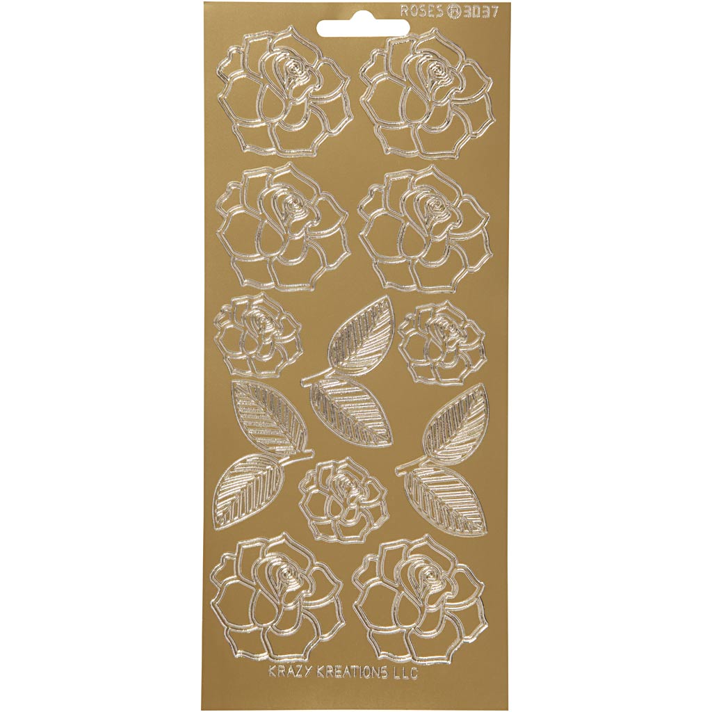 Creativ company stickers, roses, sheet 10x23 cm, gold, 1 sheet