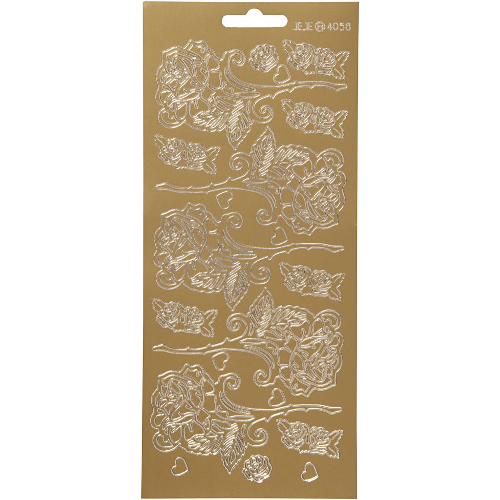 Creativ company stickers, roses, sheet 10x23 cm, gold, 1 sheet
