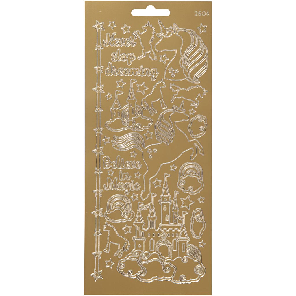Creativ company stickers, unicorn, sheet 10x23 cm, gold, 1 sheet