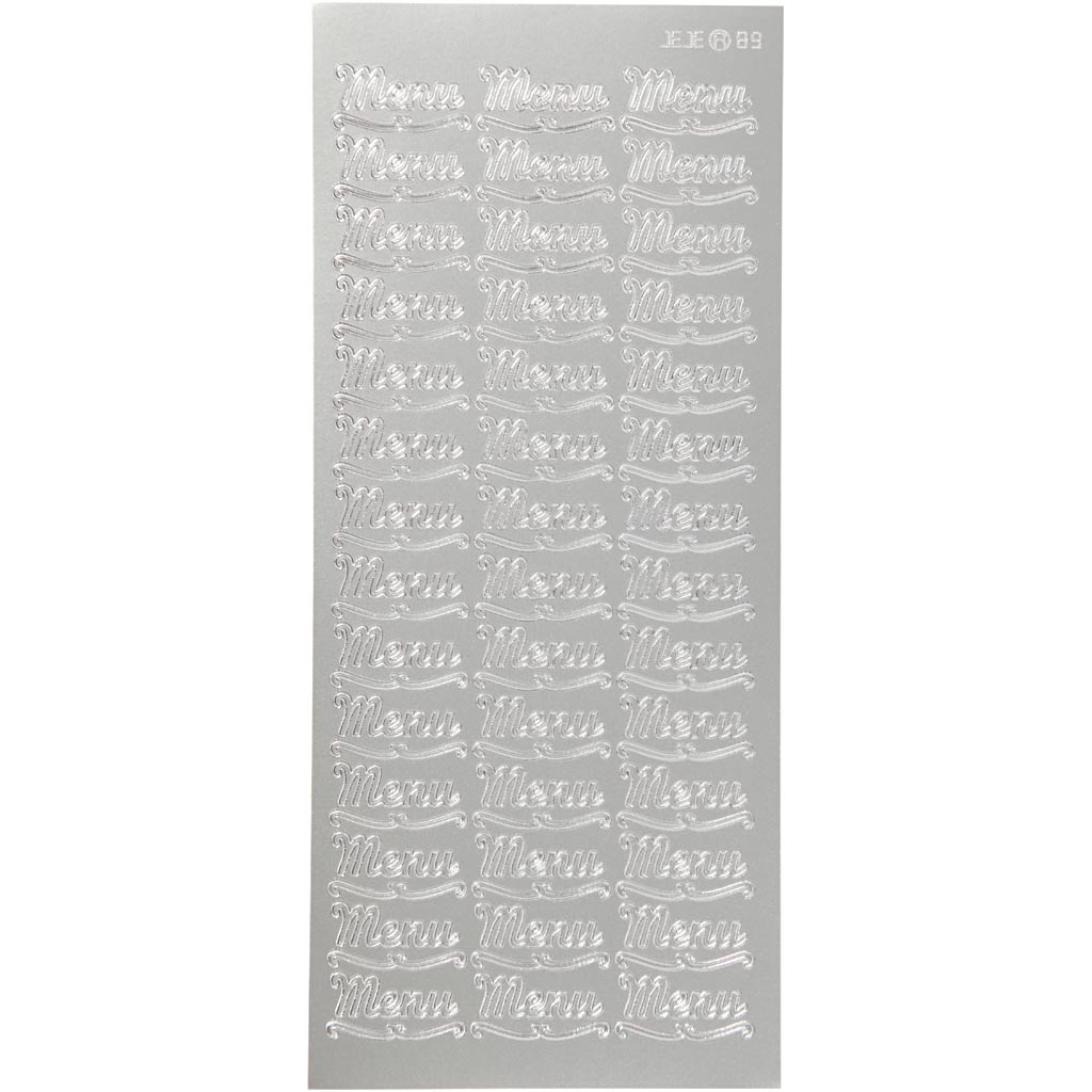 Creativ company stickers, menu, sheet 10x23 cm, silver, 1 sheet