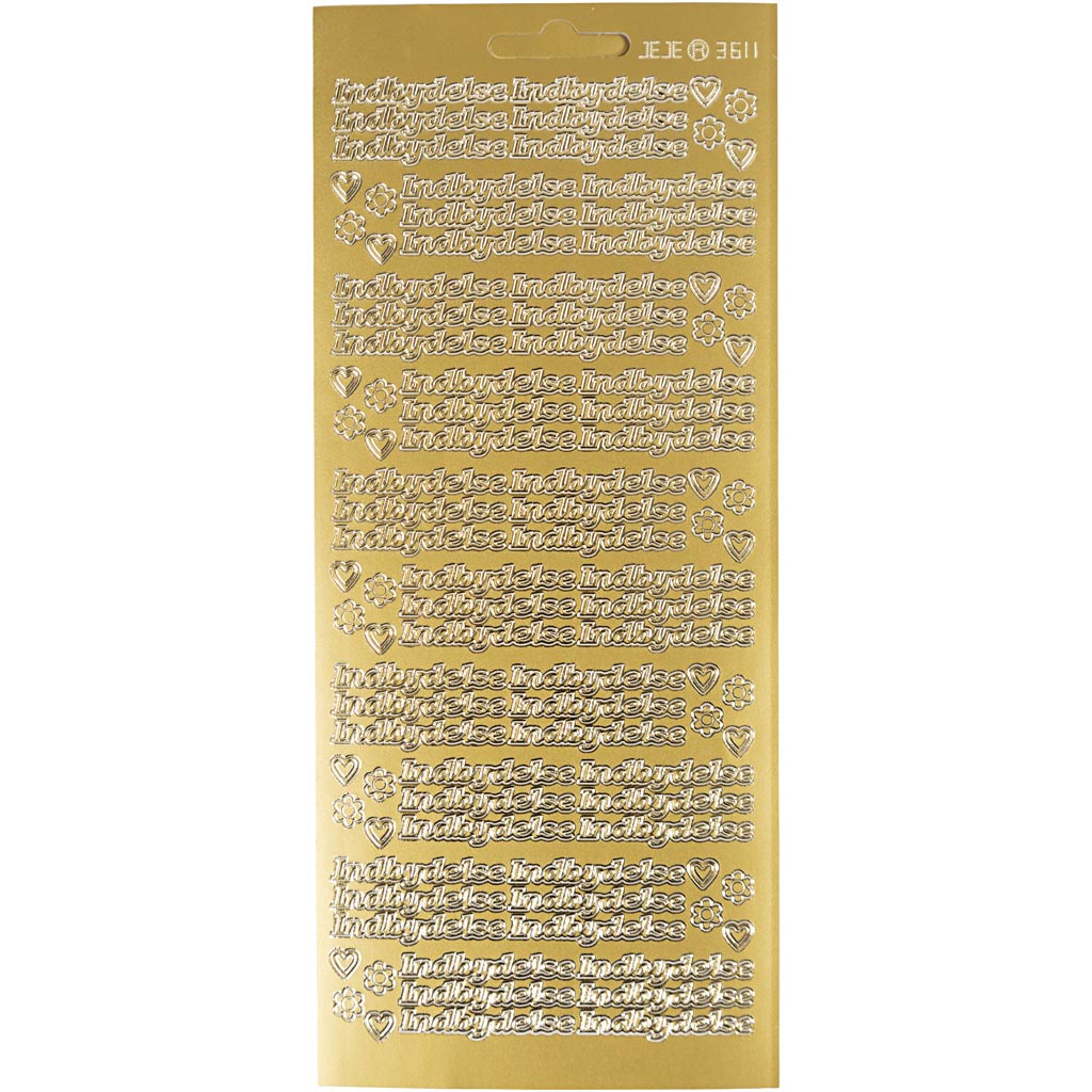 Creativ company stickers, indbydelse, sheet 10x23 cm, gold, 1 sheet