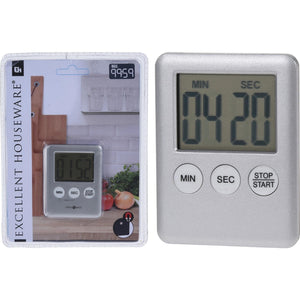 Excellent houseware kitchen timer 70x55x10mm silver