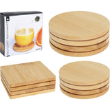 Excellent houseware housware round bamboo coasters 6.5 cm 4 pieces