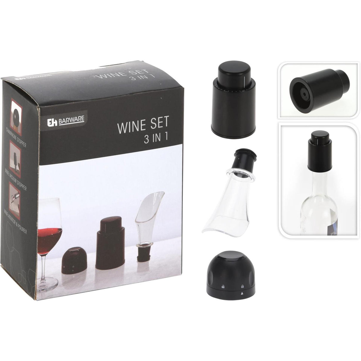 Excelente juego de vino para el hogar 3 en 1.