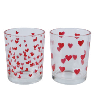 Tealight holder Glas Hartjes 2 assorti