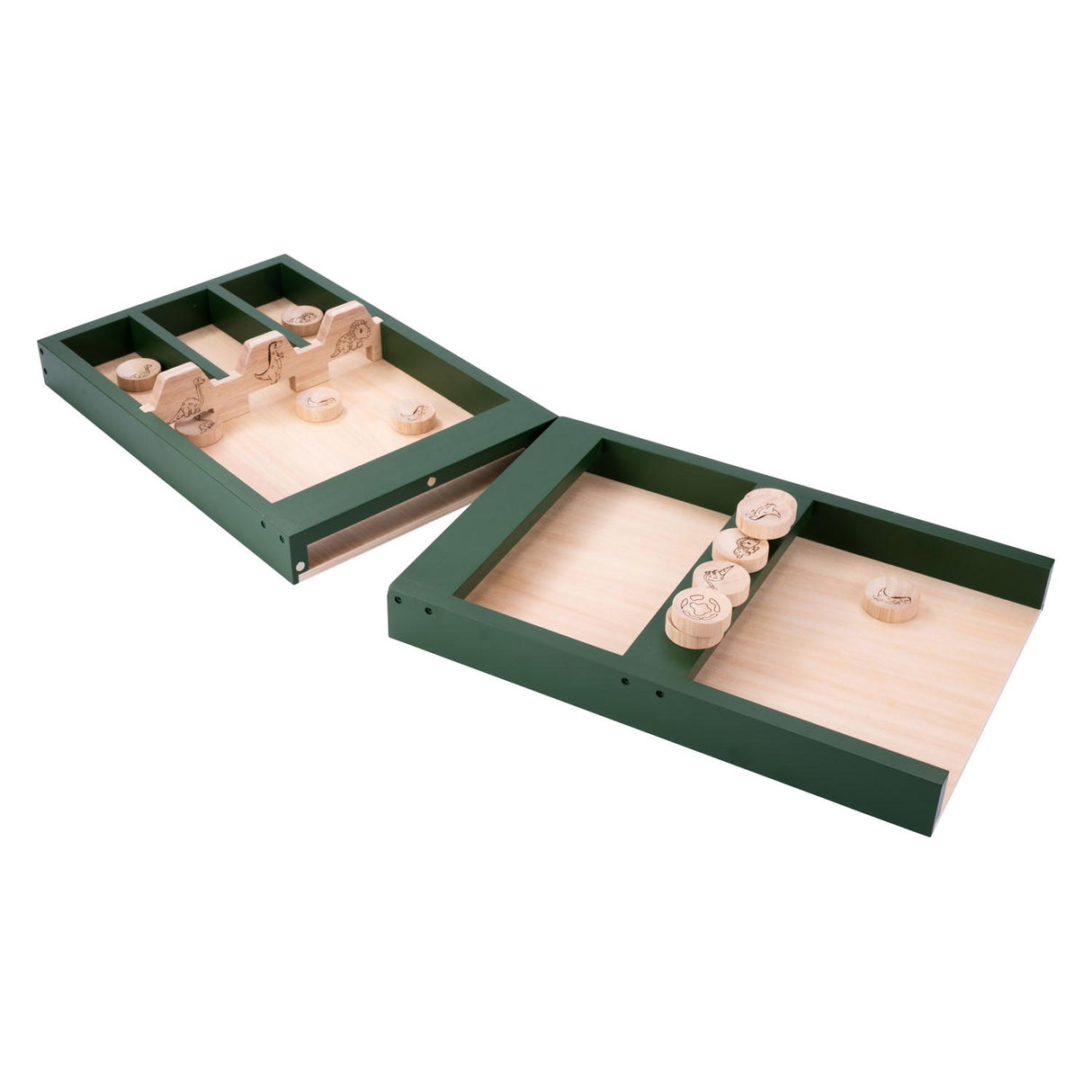 Dřevěné dětské shuffleboard dino, 80 cm