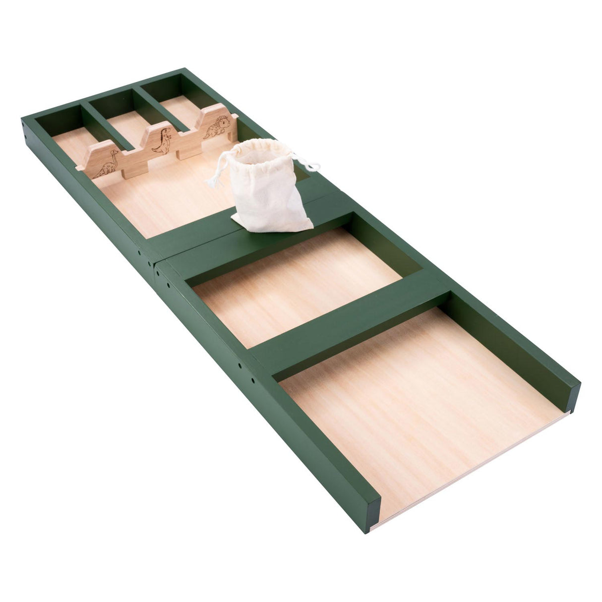 Dřevěné dětské shuffleboard dino, 80 cm