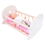 Berceau de lit de poupée, blanc rose