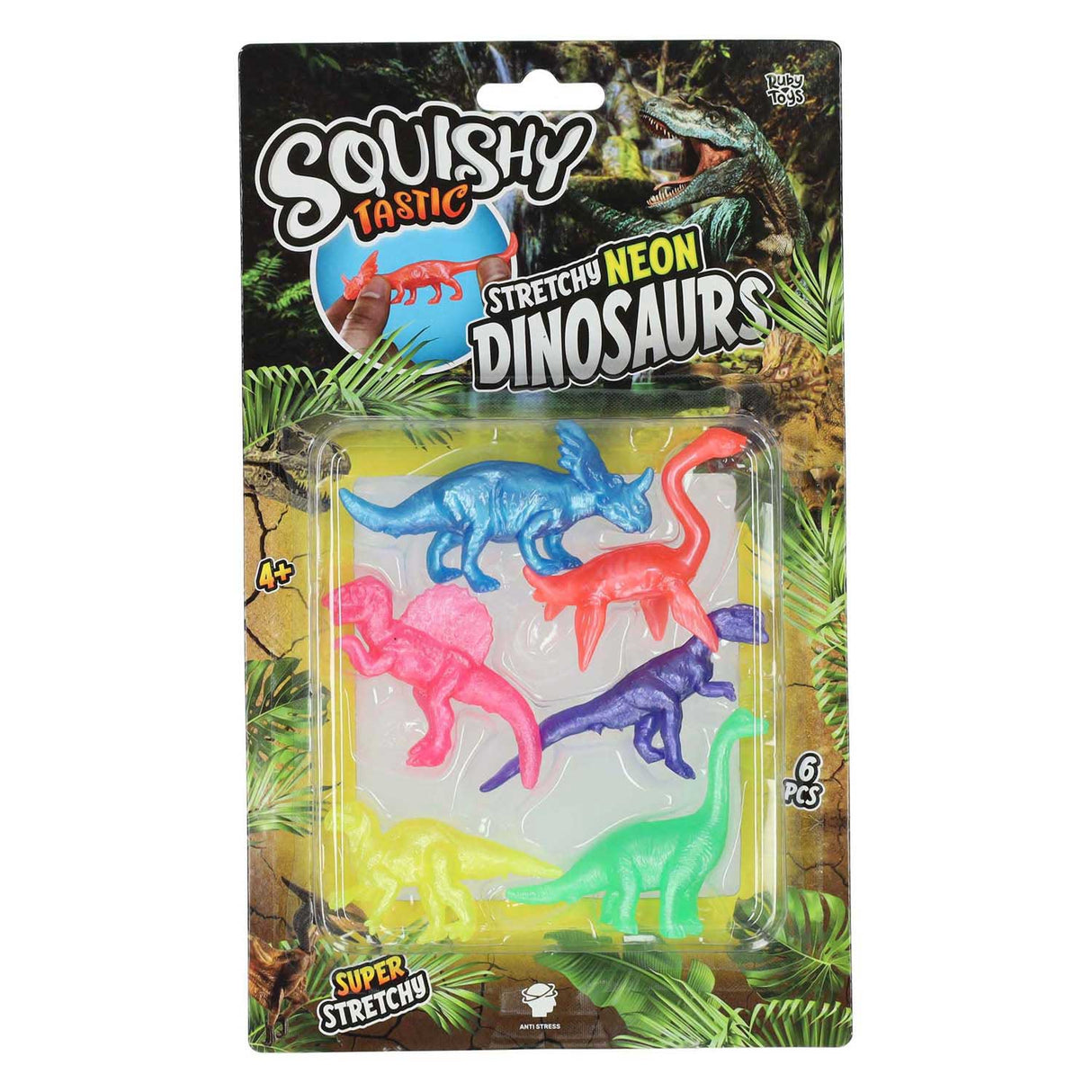 Matschiger tastischer Superstreck -Neon -Dino, 6dlg.