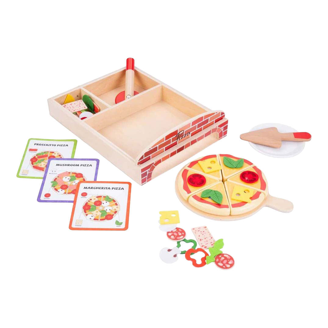 Houten gourmet pizza set, 20dlg