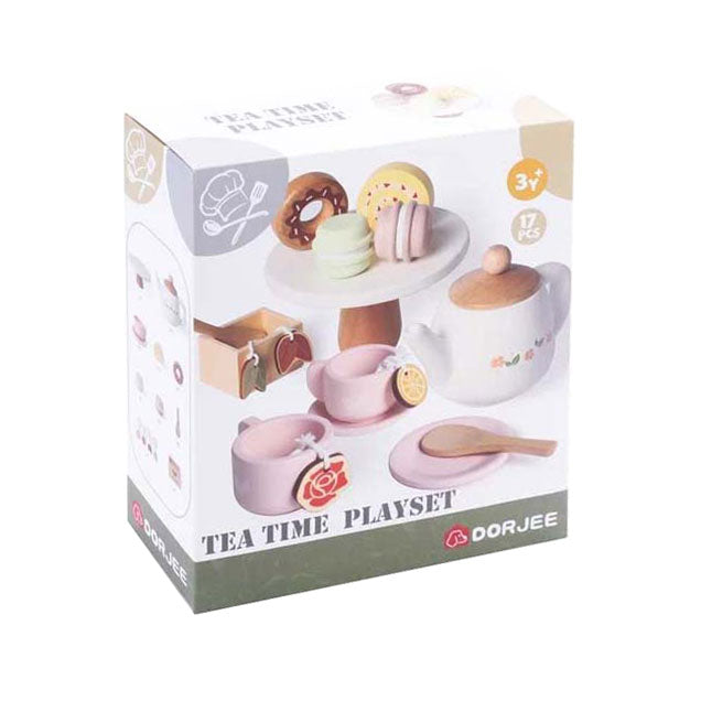 Wooden tea play set, 17 pieces