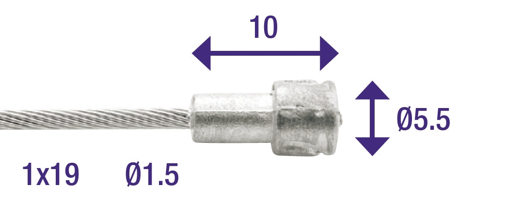 REM Binnenkabel Elvedes 2000mm stainless steel Ø1.5mm V-nipple (100 pieces)