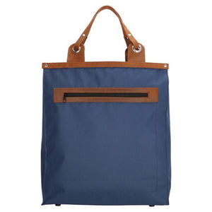 Bolsa de compras com alça de couro azul