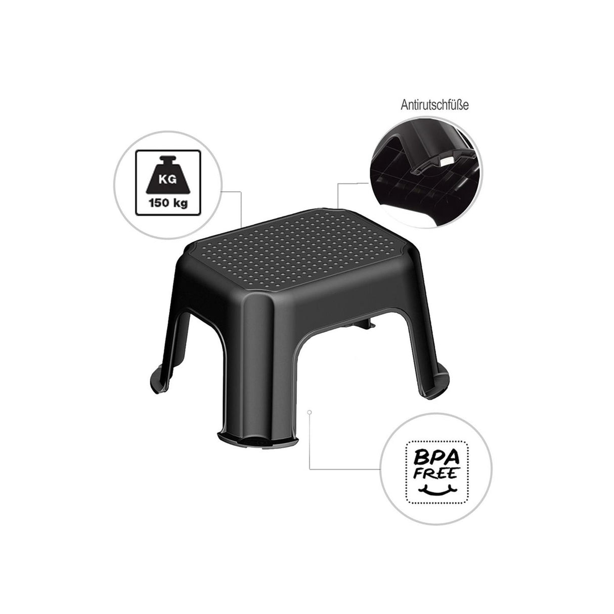 Rotho basic step stool black