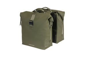 Basil Soho Double Bicycle Bag Nordlicht - vanntett bagasjebærerpose for elektrisk sykkel - grønn
