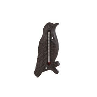 Udendørs termometer fugl gammel brun metal 17x8x1cm