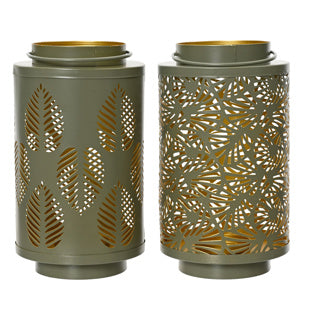 Green metal lantern, 2 assorted, 24cm