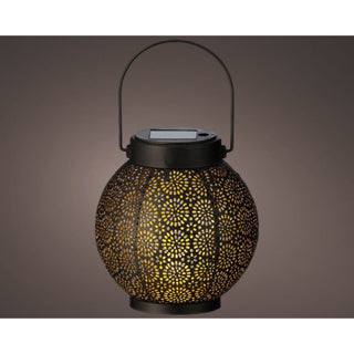 Solar Lantern Metal Black Gold 14 cm średnica